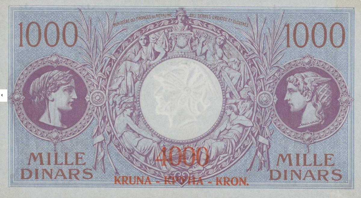 Back of Yugoslavia p20: 4000 Kronen from 1919