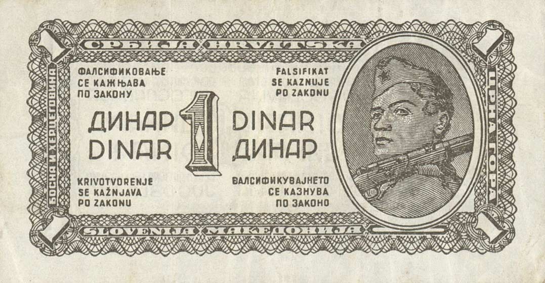 Front of Yugoslavia p48c: 1 Dinar from 1944