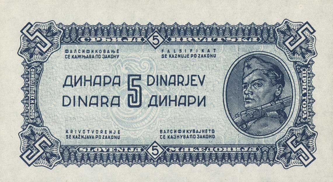 Front of Yugoslavia p49b: 5 Dinara from 1944