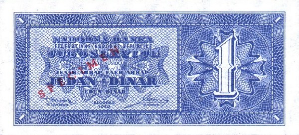 Front of Yugoslavia p67Ps: 1 Dinar from 1950