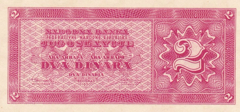 Front of Yugoslavia p67Qa: 2 Dinara from 1950