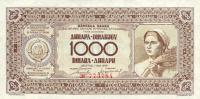 p67b from Yugoslavia: 1000 Dinara from 1946