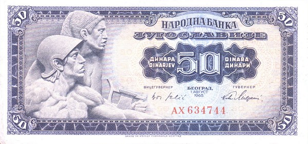 Front of Yugoslavia p79b: 50 Dinara from 1965