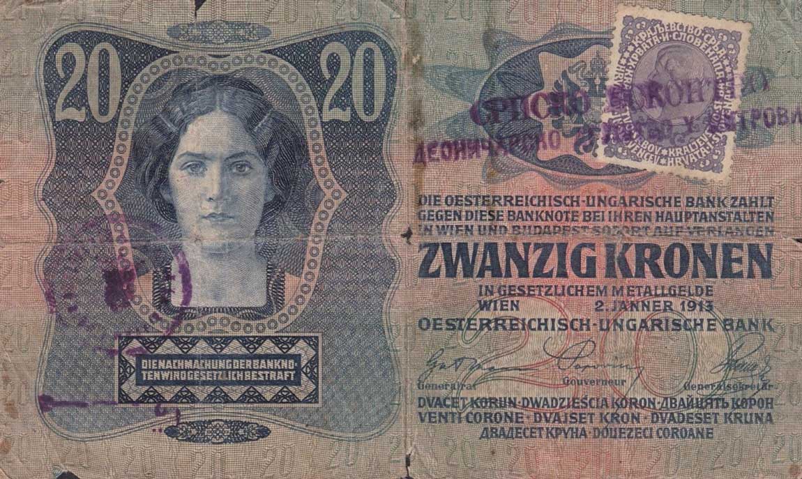 Front of Yugoslavia p7: 20 Kroner from 1919