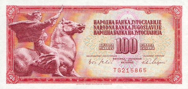 Front of Yugoslavia p80b: 100 Dinara from 1965