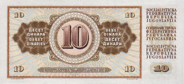 Back of Yugoslavia p82b: 10 Dinara from 1968