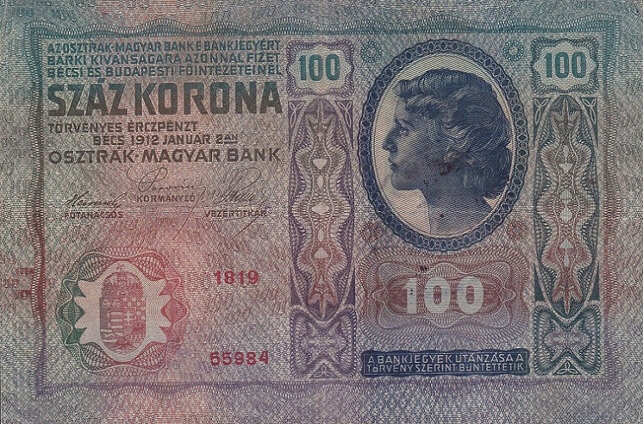 Back of Yugoslavia p9: 100 Kroner from 1919