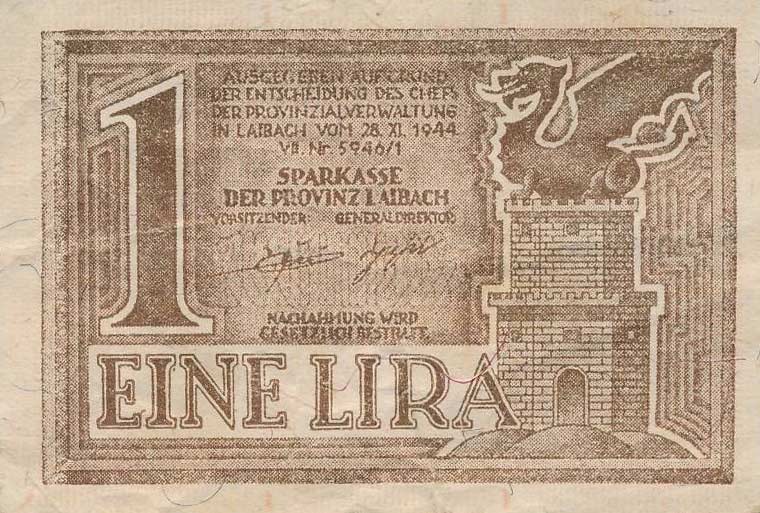 Front of Yugoslavia pR17: 1 Lira from 1944