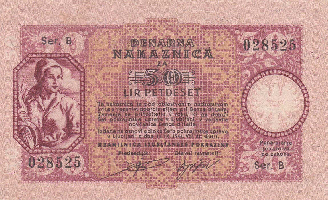 Front of Yugoslavia pR21: 50 Lir from 1944