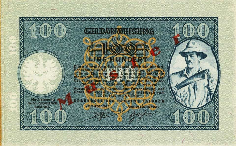 Front of Yugoslavia pR22s: 100 Lir from 1944