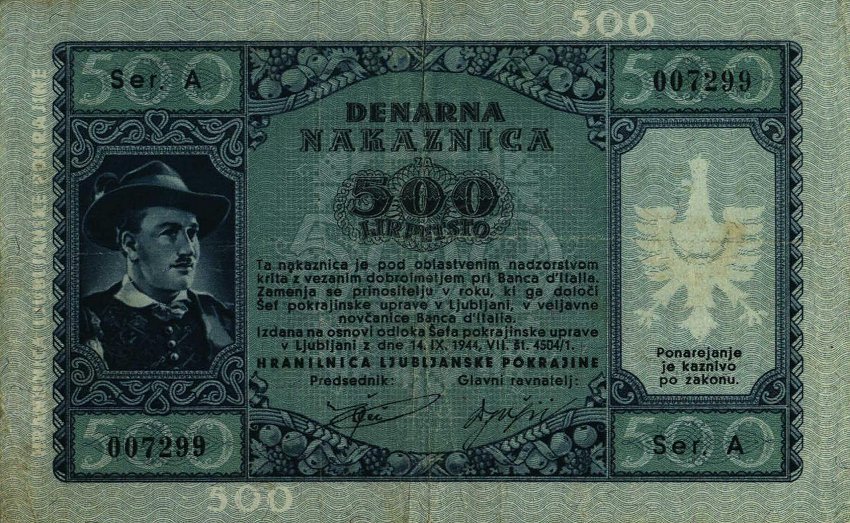 Front of Yugoslavia pR23: 500 Lir from 1944