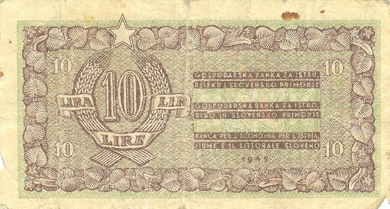 Front of Yugoslavia pR3: 10 Lire from 1945