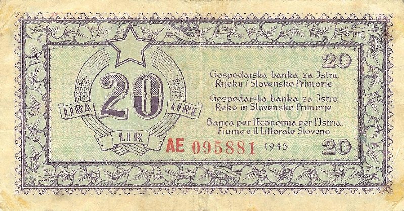 Front of Yugoslavia pR4a: 20 Lire from 1945