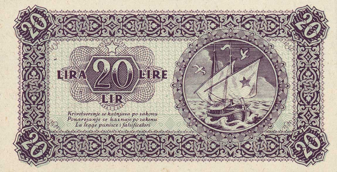 Front of Yugoslavia pR4b: 20 Lire from 1945