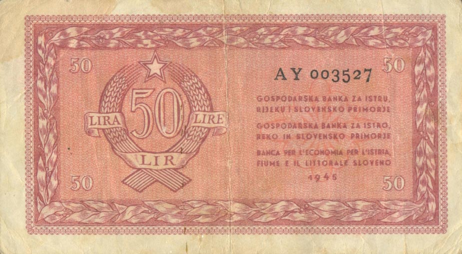 Front of Yugoslavia pR5b: 50 Lire from 1945