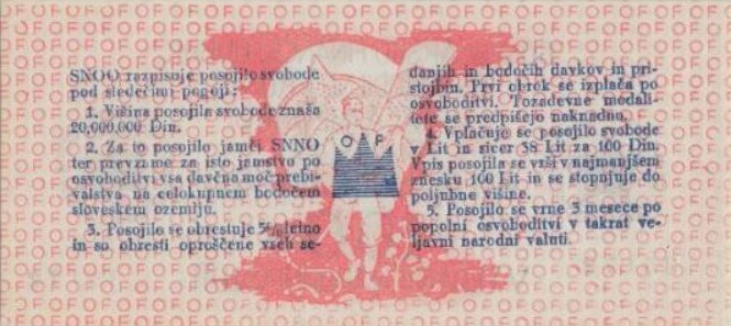 Back of Yugoslavia pS105b: 100 Lit from 1944