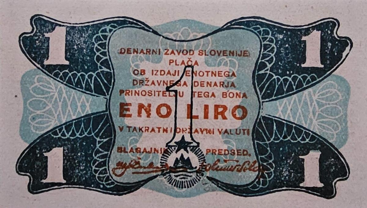 Front of Yugoslavia pS110: 1 Liro from 1944