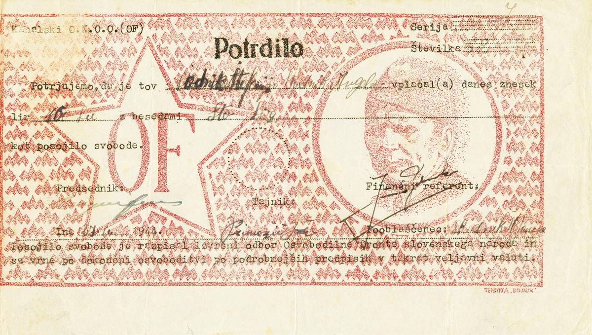 Front of Yugoslavia pS130: 600 Lir from 1944