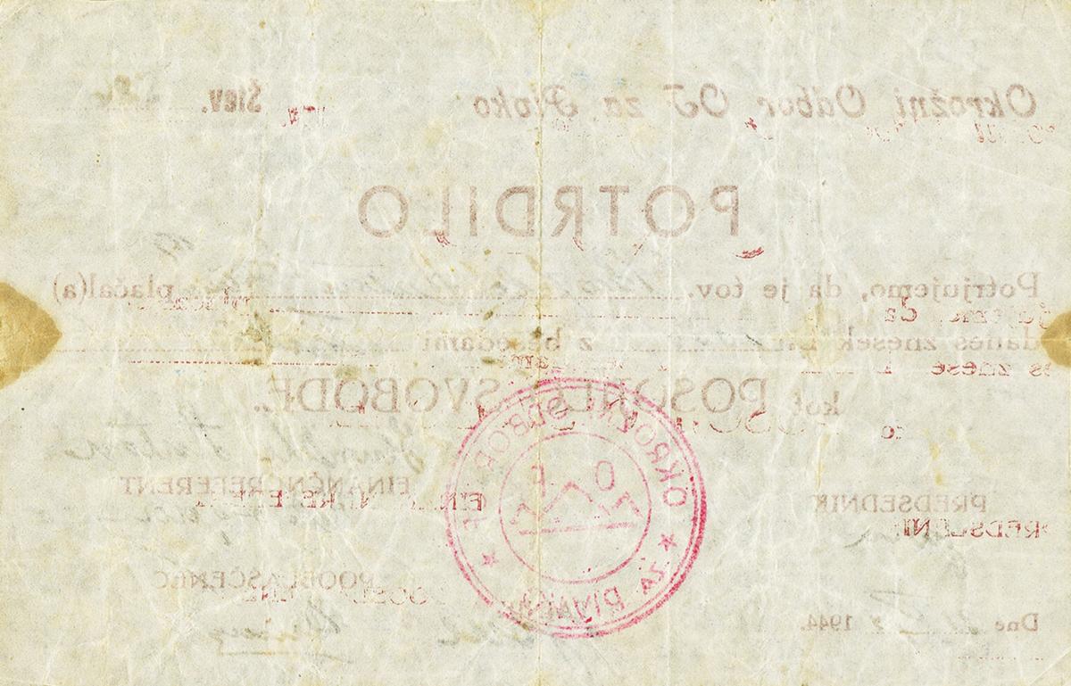 Back of Yugoslavia pS140A: 1000 Lir from 1940