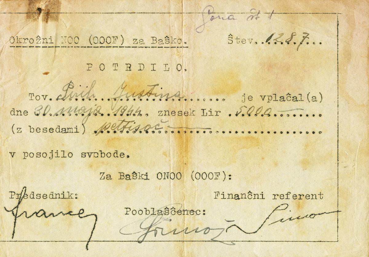 Front of Yugoslavia pS175: 5000 Lir from 1944