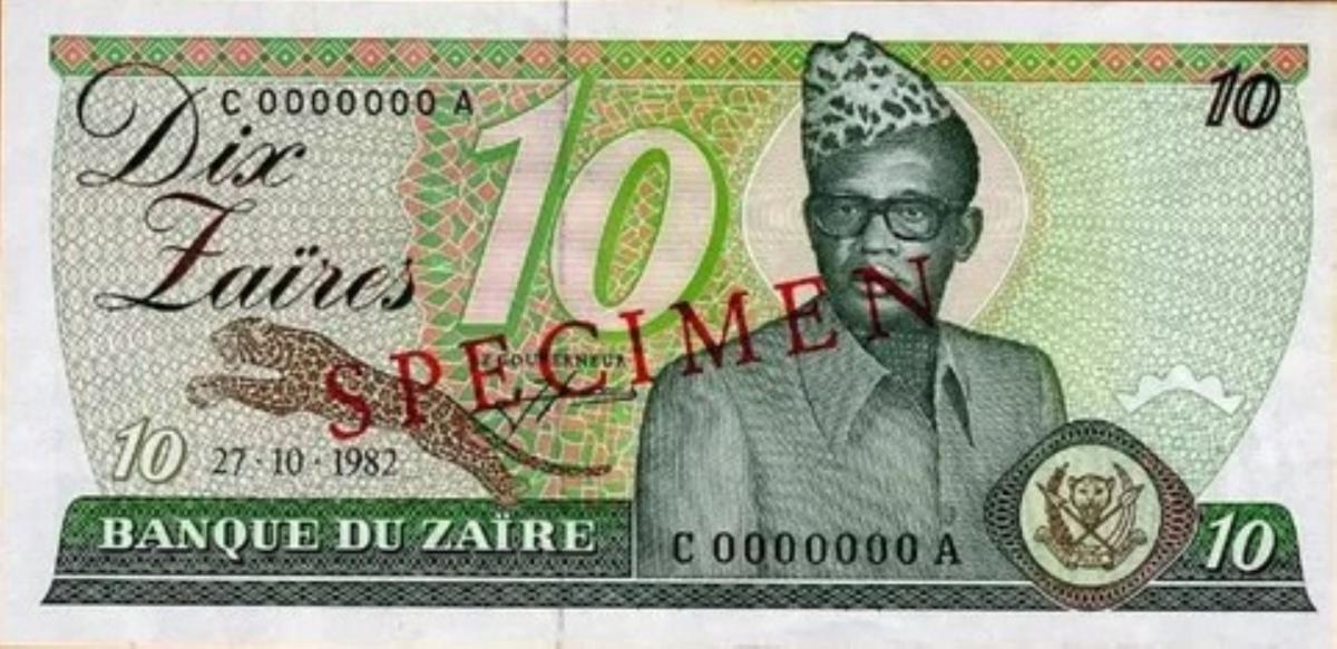 Front of Zaire p27s: 10 Zaires from 1982