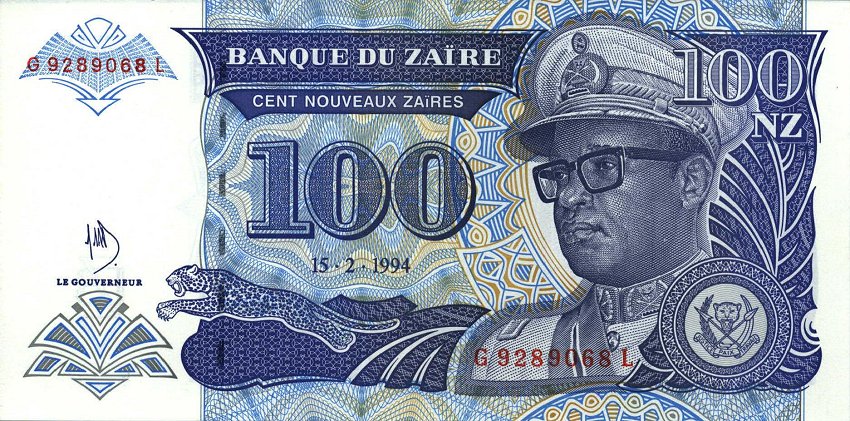 Front of Zaire p60: 100 Nouveau Zaires from 1994