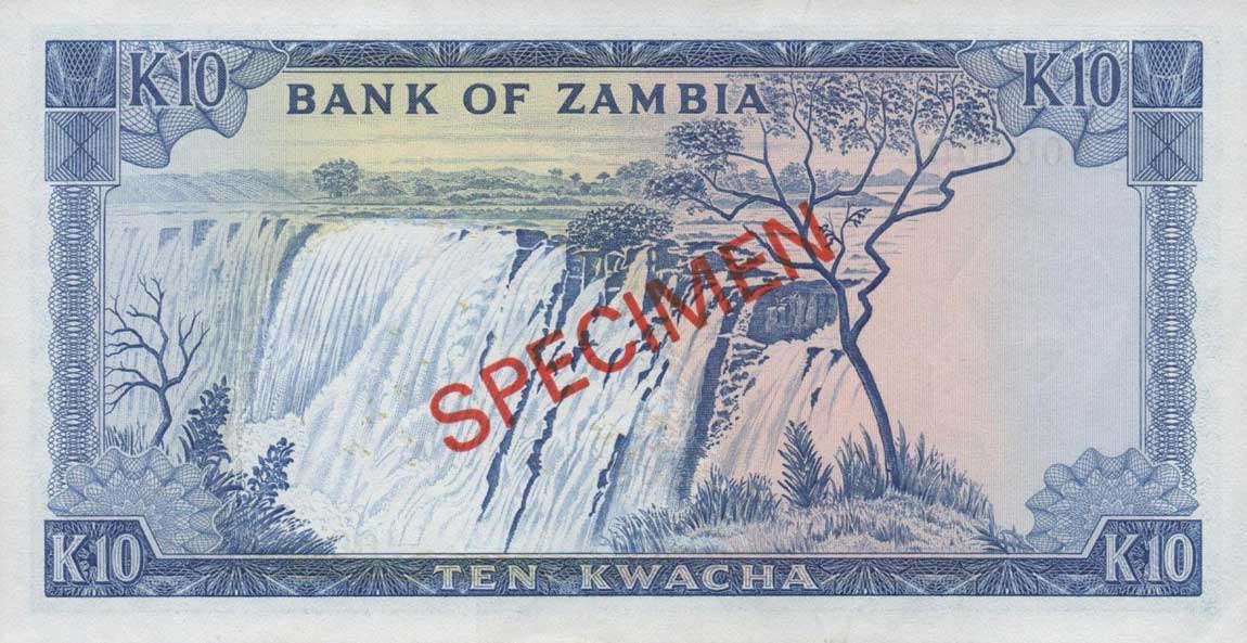 Back of Zambia p22s: 10 Kwacha from 1976