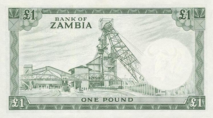 Back of Zambia p2a: 1 Pound from 1964