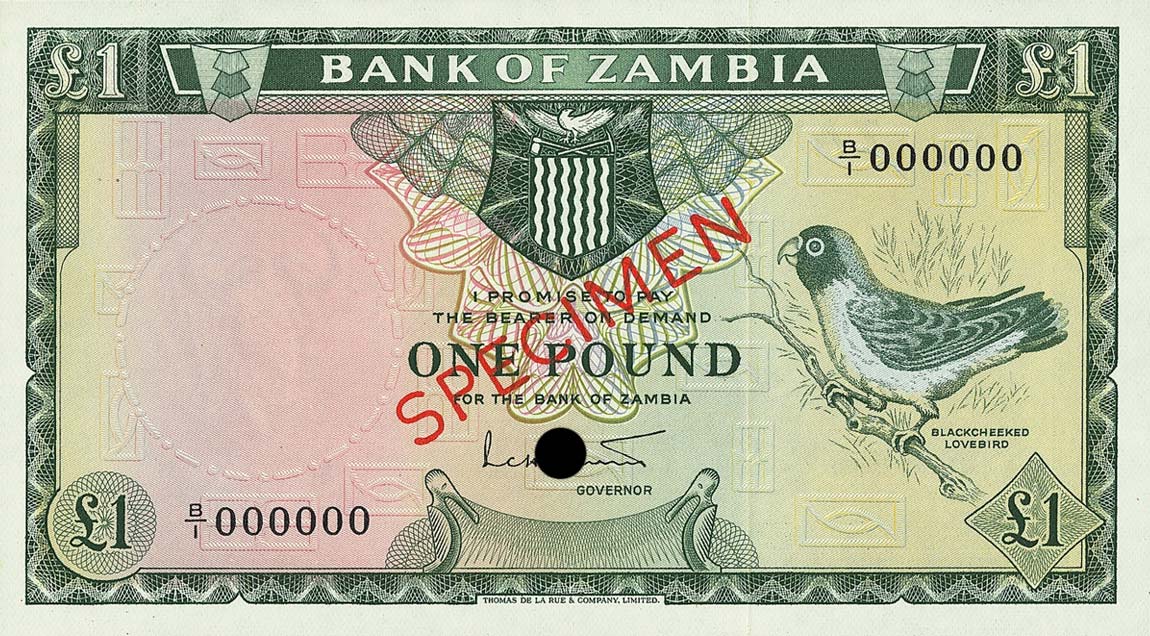 Front of Zambia p2s: 1 Pound from 1964