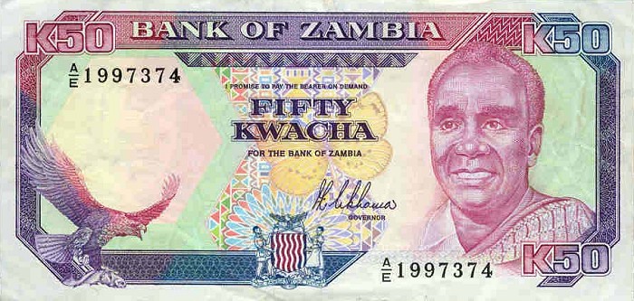 Front of Zambia p33a: 50 Kwacha from 1989