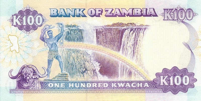 Back of Zambia p34a: 100 Kwacha from 1991