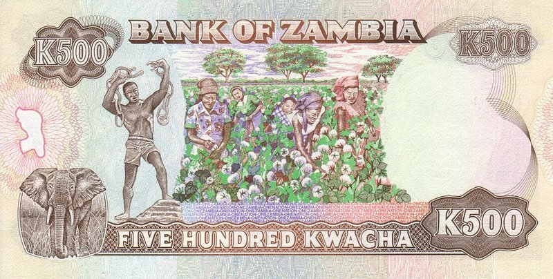 Back of Zambia p35a: 500 Kwacha from 1991