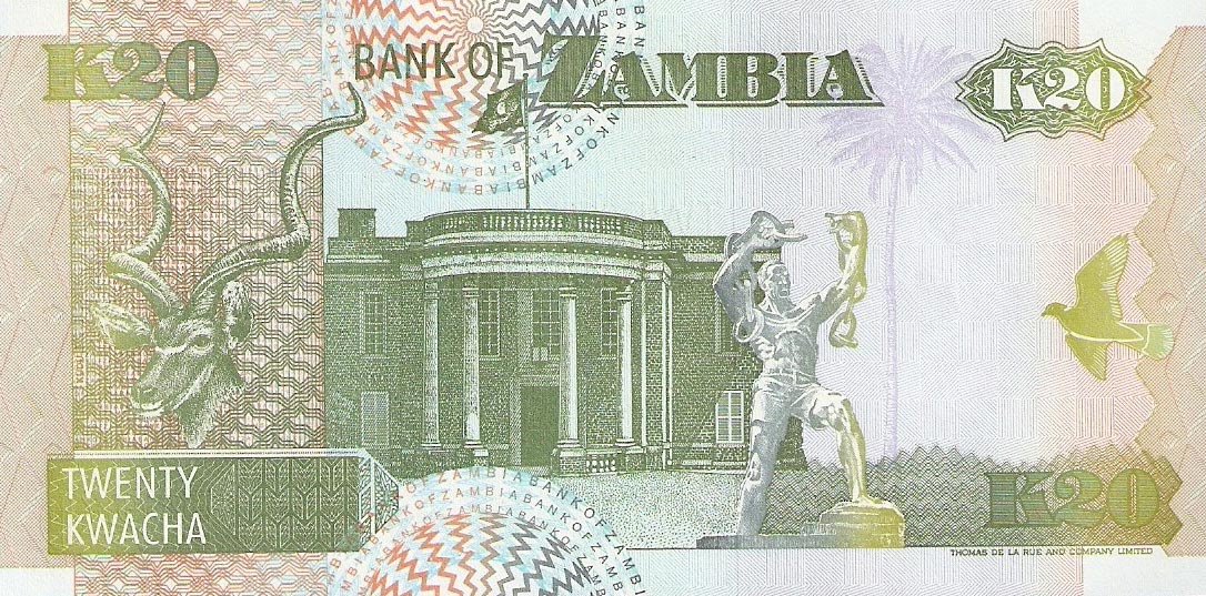 Back of Zambia p36b: 20 Kwacha from 1992