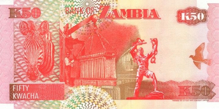 Back of Zambia p37b: 50 Kwacha from 1992