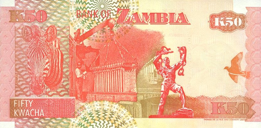 Back of Zambia p37c: 50 Kwacha from 2001