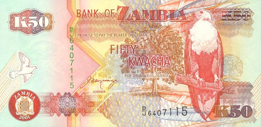 Front of Zambia p37c: 50 Kwacha from 2001