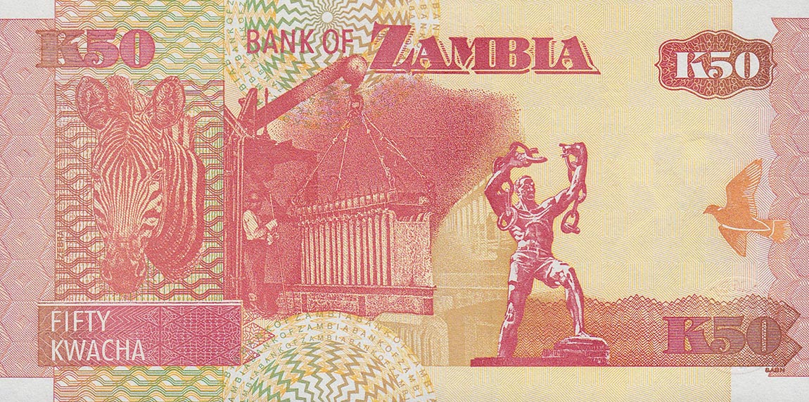 Back of Zambia p37f: 50 Kwacha from 2007
