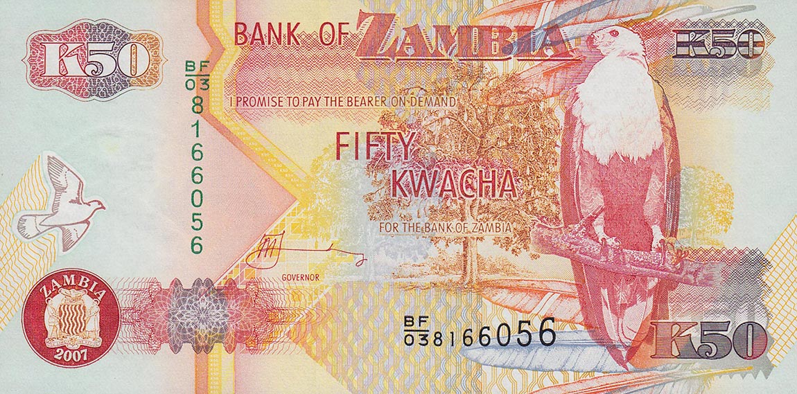 Front of Zambia p37f: 50 Kwacha from 2007