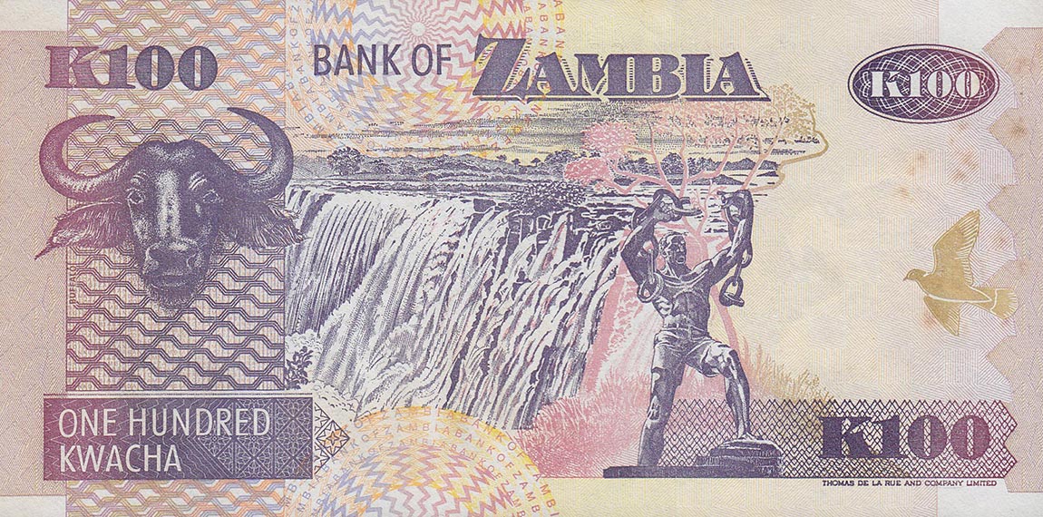 Back of Zambia p38b: 100 Kwacha from 1992