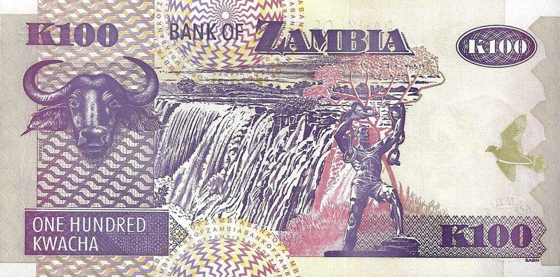 Back of Zambia p38d2: 100 Kwacha from 2003