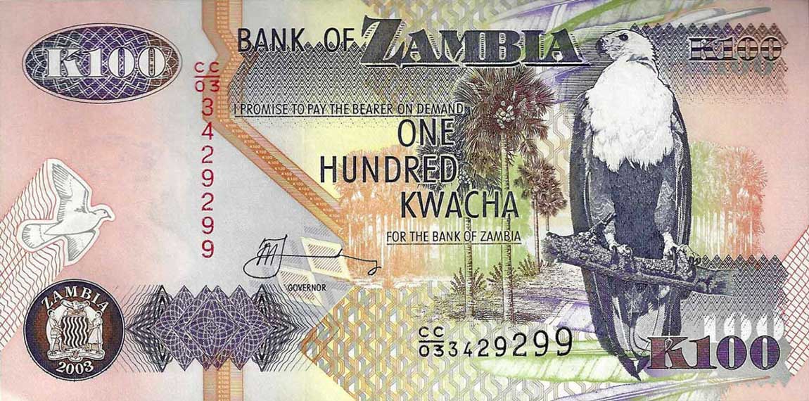 Front of Zambia p38d2: 100 Kwacha from 2003