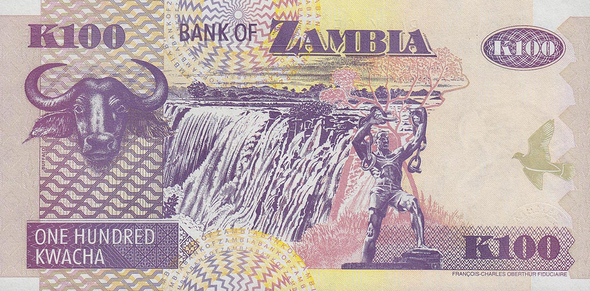 Back of Zambia p38f: 100 Kwacha from 2006