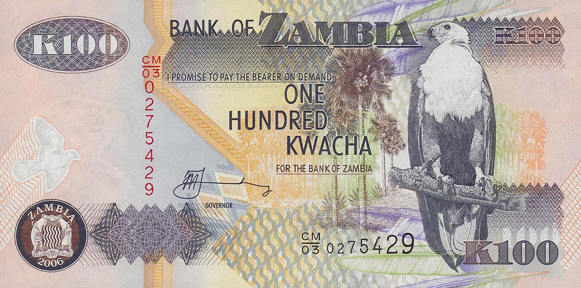 Front of Zambia p38f: 100 Kwacha from 2006