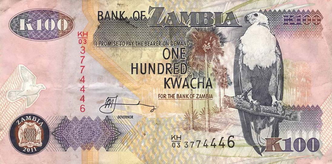 Front of Zambia p38j: 100 Kwacha from 2011