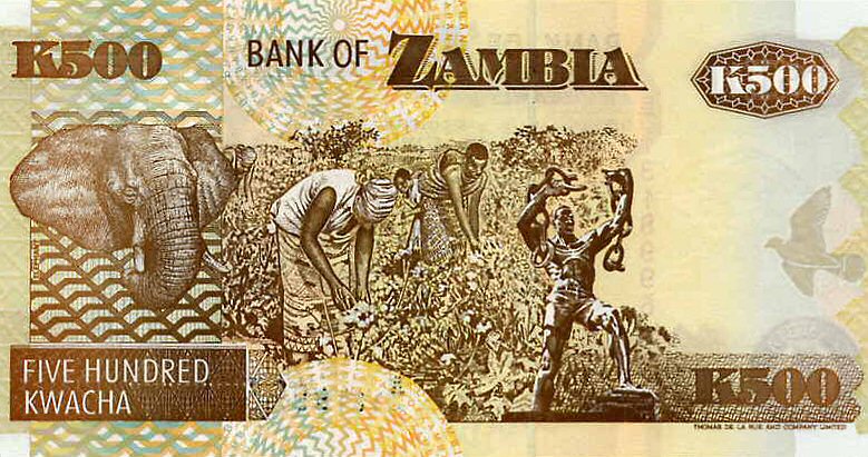 Back of Zambia p39d: 500 Kwacha from 2003