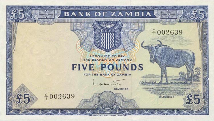 Front of Zambia p3a: 5 Pounds from 1964