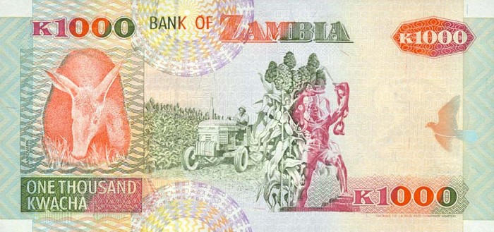 Back of Zambia p40a: 1000 Kwacha from 1992