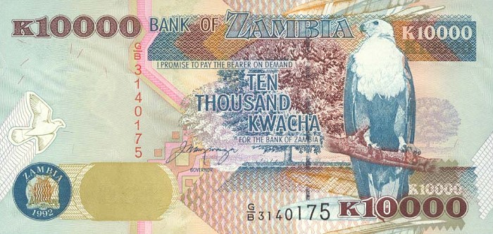 Front of Zambia p42a: 10000 Kwacha from 1992