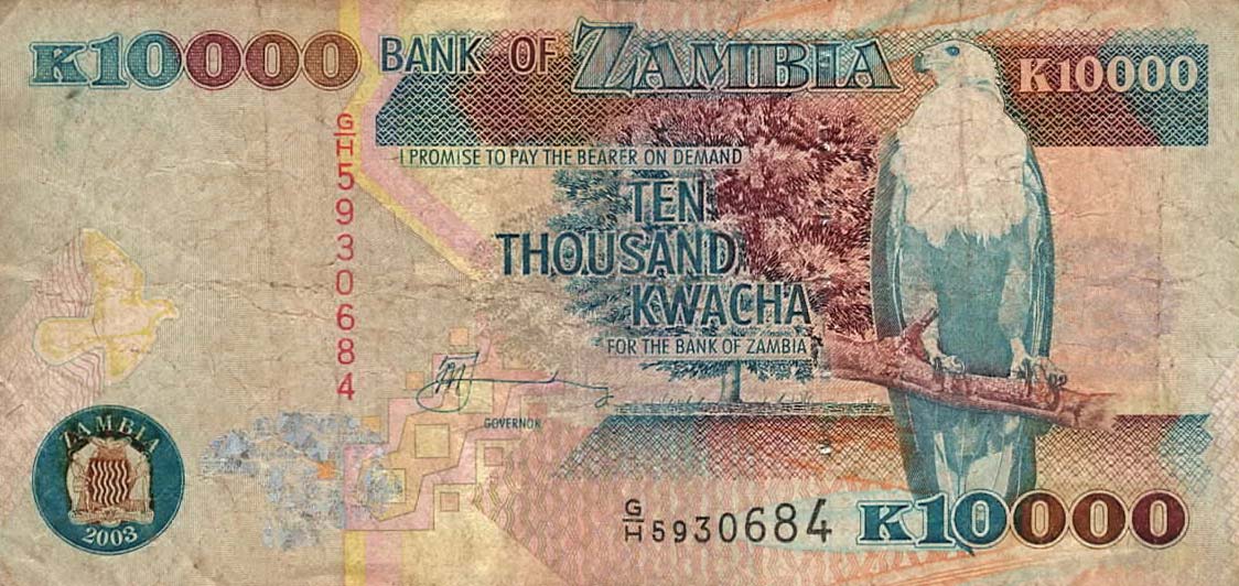 Front of Zambia p42c: 10000 Kwacha from 2003