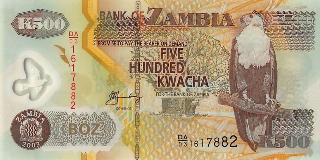 Front of Zambia p43a: 500 Kwacha from 2003